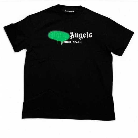 Palm Angels Other - Palm Angels Milano Spray Logo Tee – Green – Size XL